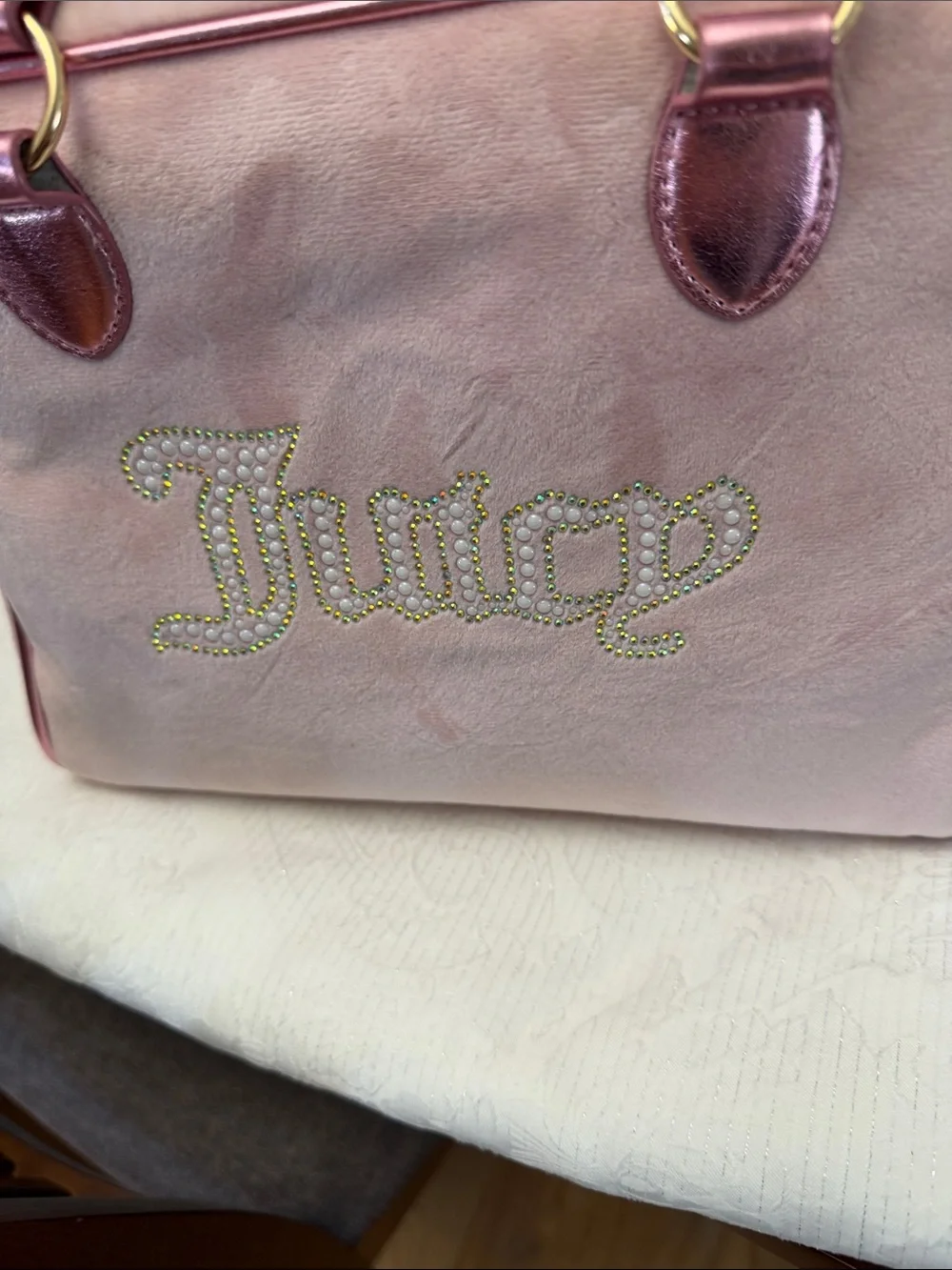 Juicy Couture Light Pink Metallic Trim Crossbody Satchel